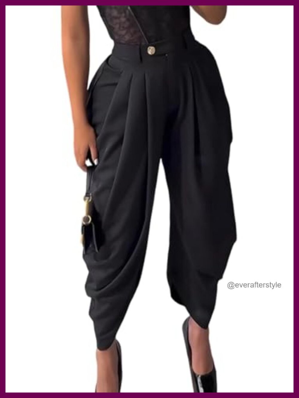 Womens Dress Barrel Pants Pleated Wide Leg Harem Work Slacks